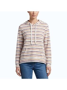 Market & Spruce Perine Hooded Knit Top Striped Women Size M NWT